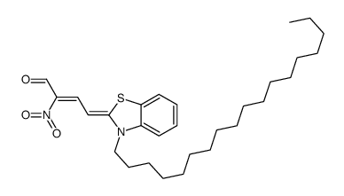 2-nitro-4-(3-octadecyl-1,3-benzothiazol-2-ylidene)but-2-enal结构式