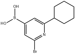 2-Bromo-6-(cyclohexyl)pyridine-4-boronic acid Structure