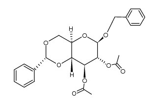 benzyl-[O2,O3-diacetyl-O4,O6-((R)-benzylidene)-β-D-glucopyranoside]结构式