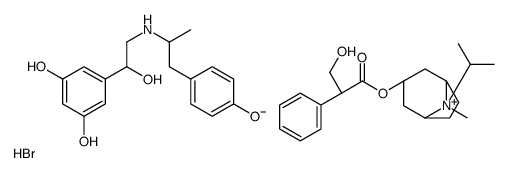 5-[1-hydroxy-2-[1-(4-hydroxyphenyl)propan-2-ylamino]ethyl]benzene-1,3-diol,[(1R,5S)-8-methyl-8-propan-2-yl-8-azoniabicyclo[3.2.1]octan-3-yl] 3-hydroxy-2-phenylpropanoate,bromide结构式