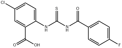 5-chloro-2-[[[(4-fluorobenzoyl)amino]thioxomethyl]amino]-benzoic acid structure