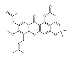 5,8-diacetoxy-9-methoxy-2,2-dimethyl-10-(3-methyl-but-2-enyl)-2H-pyrano[3,2-b]xanthen-6-one结构式