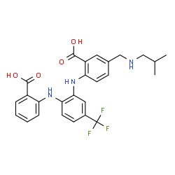 Benzoic acid,2-[[2-[(2-carboxyphenyl)amino]-5-(trifluoromethyl)phenyl]amino]-5-[[(2-methylpropyl)amino]methyl]- structure