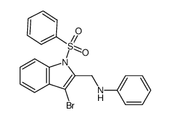 N-[3-bromo-1-phenylsulfonylindol-2-ylmethyl]aniline Structure