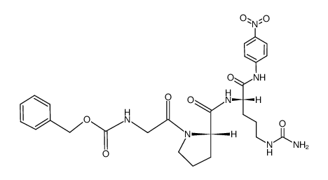 N-(benzyloxycarbonyl)glycyl-L-prolyl-N5-carbamoyl-N-(4-nitrophenyl)-L-ornithinamide结构式