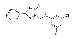 1,3,4-Oxadiazole-2(3H)-thione, 3-(((3,5-dichlorophenyl)amino)methyl)-5-(4-pyridinyl)- Structure