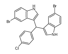 5-bromo-3-[(5-bromo-1H-indol-3-yl)-(4-chlorophenyl)methyl]-1H-indole结构式