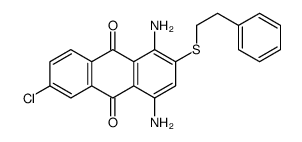 1,4-diamino-6-chloro-2-(2-phenylethylsulfanyl)anthracene-9,10-dione结构式