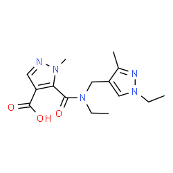 5-((Ethyl[(1-ethyl-3-methyl-1H-pyrazol-4-yl)methyl]amino)carbonyl)-1-methyl-1H-pyrazole-4-carboxylic acid结构式