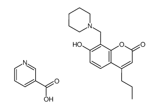 7-Hydroxy-8-piperidin-1-ylmethyl-4-propyl-chromen-2-one; compound with nicotinic acid结构式