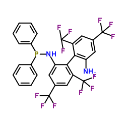 N-[(1S)-2'-amino-4,4',6,6'-tetrakis(trifluoromethyl)[1,1'-biphenyl]-2-yl]-P,P-diphenyl-Phosphinous amide结构式