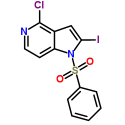 1-(Phenylsulfonyl)-4-chloro-2-iodo-5-azaindole structure