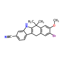 9-Bromo-8-methoxy-6,6-dimethyl-6,11-dihydro-5H-benzo[b]carbazole-3-carbonitrile结构式