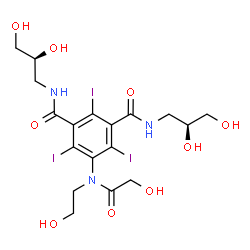 1,3-Benzenedicarboxamide, N,N'-bis(2,3-dihydroxypropyl)-5-[(hydroxyacetyl)(2-hydroxyethyl)amino]-2,4,6-triiodo-, (R*,R*)-(+-)-结构式