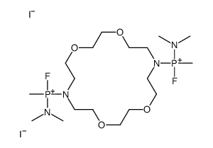 dimethylamino-[16-(dimethylamino-fluoro-methylphosphaniumyl)-1,4,10,13-tetraoxa-7,16-diazacyclooctadec-7-yl]-fluoro-methylphosphanium,diiodide Structure