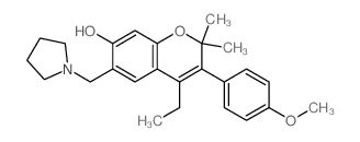 2H-1-Benzopyran-7-ol,4-ethyl-3-(4-methoxyphenyl)-2,2-dimethyl-6-(1-pyrrolidinylmethyl)-结构式