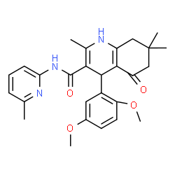 4-(2,5-dimethoxyphenyl)-2,7,7-trimethyl-N-(6-methyl-2-pyridinyl)-5-oxo-1,4,5,6,7,8-hexahydro-3-quinolinecarboxamide结构式