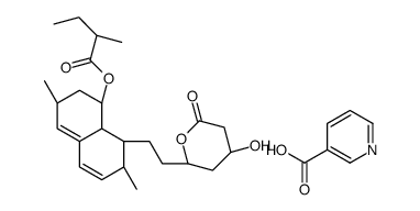 [(1S,3R,7S,8S,8aR)-8-[2-[(2R,4R)-4-hydroxy-6-oxooxan-2-yl]ethyl]-3,7-dimethyl-1,2,3,7,8,8a-hexahydronaphthalen-1-yl] (2S)-2-methylbutanoate,pyridine-3-carboxylic acid Structure