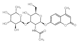 4-Methylumbelliferyl 2-Acetamido-2-deoxy-3-O-(a-L-fucopyranosyl)-b-D-glucopyranoside Structure