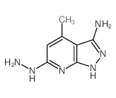 6H-Pyrazolo[3,4-b]pyridin-6-one, 3-amino-1,7-dihydro-4-methyl-, hydrazone结构式