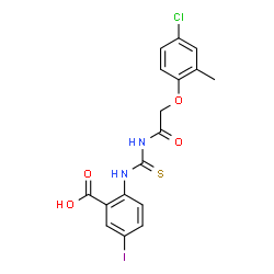 2-[[[[(4-CHLORO-3-METHYLPHENOXY)ACETYL]AMINO]THIOXOMETHYL]AMINO]-5-IODO-BENZOIC ACID结构式