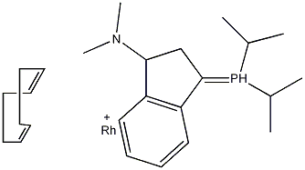 3-Di-i-propylphosphoranylidene-2-(N,N-dimethylamino)-1H-indene(1,5-cyclooctadiene)rhodium(I) Structure