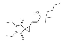 Diethyl trans-2-(3-hydroxy-4,4-dimethyl-1-octenyl) cyclopropane- 1,1-dicarboxylate Structure