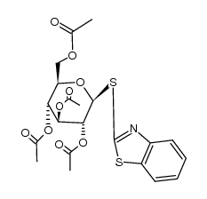 2-(2',3',4',6'-tetra-O-acetyl-β-D-glucopyranosylmercapto)1,3-benzothiazole结构式