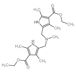 ethyl 5-[[(4-ethoxycarbonyl-3,5-dimethyl-1H-pyrrol-2-yl)methyl-methyl-amino]methyl]-2,4-dimethyl-1H-pyrrole-3-carboxylate structure