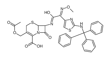 (6R,7R)-3-(acetyloxymethyl)-7-[[(2E)-2-methoxyimino-2-[2-(tritylamino)-1,3-thiazol-4-yl]acetyl]amino]-8-oxo-5-thia-1-azabicyclo[4.2.0]oct-2-ene-2-carboxylic acid结构式