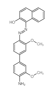 (1E)-1-[[4-(4-amino-3-methoxy-phenyl)-2-methoxy-phenyl]hydrazinylidene]naphthalen-2-one structure