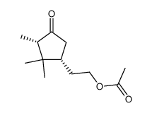 cis-4-(2-Acetoxyethyl)-2.3.3-trimethyl-cyclopentanon Structure