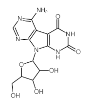 1H-Pyrrolo[2,3-d:5,4-d]dipyrimidine-2,4(3H,9H)-dione, 5-amino-9-.beta.-D-ribofuranosyl-结构式