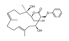 (1S,2S,4E,8E,12R,13S,16S)-2,12-dihydroxy-4,8,12-trimethyl-16-((phenylthio)methyl)-14-oxabicyclo[11.3.1]heptadeca-4,8-dien-15-one结构式