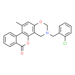 3-[(2-chlorophenyl)methyl]-11-methyl-2,4-dihydroisochromeno[3,4-f][1,3]benzoxazin-6-one结构式