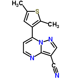7-(2,5-Dimethyl-3-thienyl)pyrazolo[1,5-a]pyrimidine-3-carbonitrile结构式