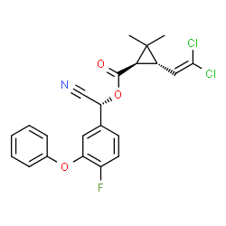 α-cyano-4-fluoro-3-phenoxybenzyl [1α(R*),3β]-()-3-(2,2-dichlorovinyl)-2,2-dimethylcyclopropanecarboxylate Structure