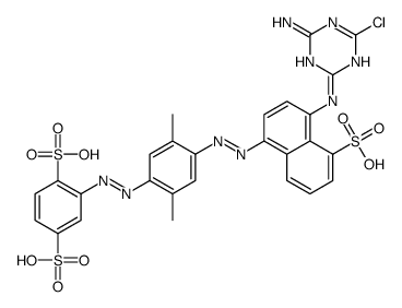 2-[[4-[[4-[(4-amino-6-chloro-1,3,5-triazin-2-yl)amino]-5-sulpho-1-naphthyl]azo]-2,5-dimethylphenyl]azo]benzene-1,4-disulphonic acid结构式