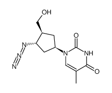 (+/-)-1-<(1α,3β,4α)-3-azido-4-(hydroxymethyl)cyclopentyl>-5-methyl-2,4(1H,3H)-pyrimidinedione Structure