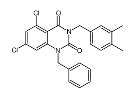 1-benzyl-5,7-dichloro-3-(3,4-dimethyl-benzyl)-1H-quinazoline-2,4-dione结构式