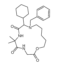 10-benzyl-9-cyclohexyl-6,6-dimethyl-1-oxa-4,7,10-triazacyclopentadecane-2,5,8-trione结构式