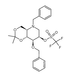 N-benzyl-3-O-benzyl-1,5-dideoxy-1,5-imino-4,6-O-isopropylidene-2-O-(trifluoro-methyl)sulfonyl-D-mannitol结构式