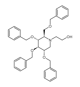 N-(2-hydroxy-ethyl)-2,3,4,6-tetra-O-benzyl-1-deoxynojirimycin结构式