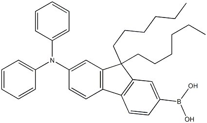 (7-(diphenylamino)-9,9-dihexyl-9H-fluoren-2-yl)boronic acid结构式