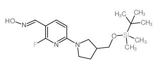 (E)-6-(3-((tert-Butyldimethylsilyloxy)methyl)-pyrrolidin-1-yl)-2-fluoronicotinaldehyde oxime structure