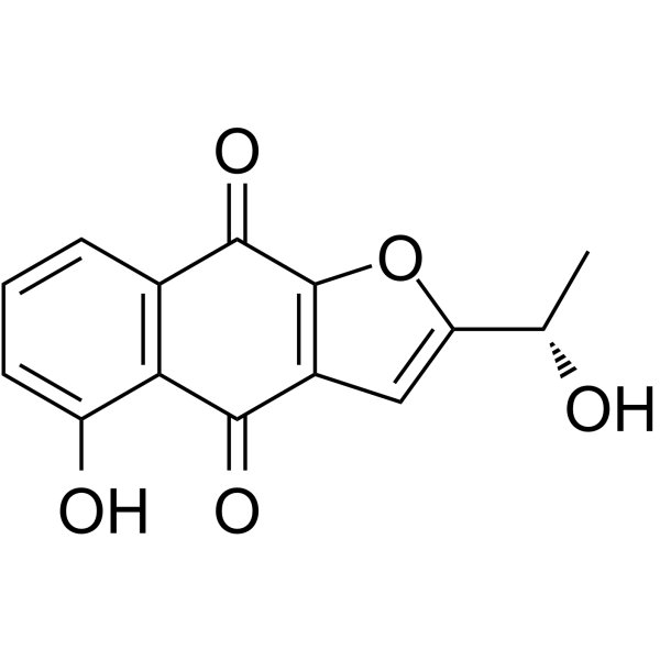 5-hydroxy-2-(1'-hydroxyethyl)naphtho[2,3-b]furan-4,9-dione structure