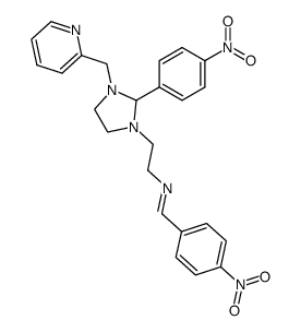 1-(p-nitrobenzylideneaminoethyl)-2-(p-nitrophenyl)-3-(2'-pyridylmethyl)imidazolidine Structure