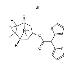 7-(2,2-dithiophen-2-ylacetoxy)-9,9-dimethyl-3-oxa-9-azoniatricyclo[3.3.1.02,4]nonane bromide结构式