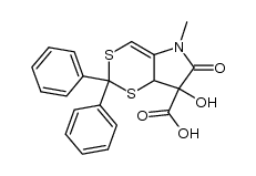5,6,7,7a-Tetrahydro-7-hydroxy-5-methyl-6-oxo-2,2-diphenyl-1,3-dithiino[5,4-b]pyrrol-7-carbonsaeure Structure