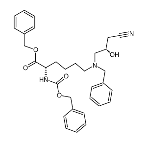 (2S,9R)-7-Benzyl-2-(carbobenzoxyamino)-10-cyano-9-hydroxy-7-azadecanoic acid benzyl ester结构式